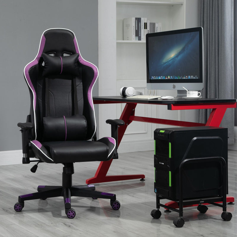 Sedia da Gaming Ergonomica 72x54x126-136 cm in PVC  Nera e Viola