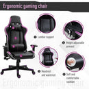 Sedia da Gaming Ergonomica 72x54x126-136 cm in PVC  Nera e Viola