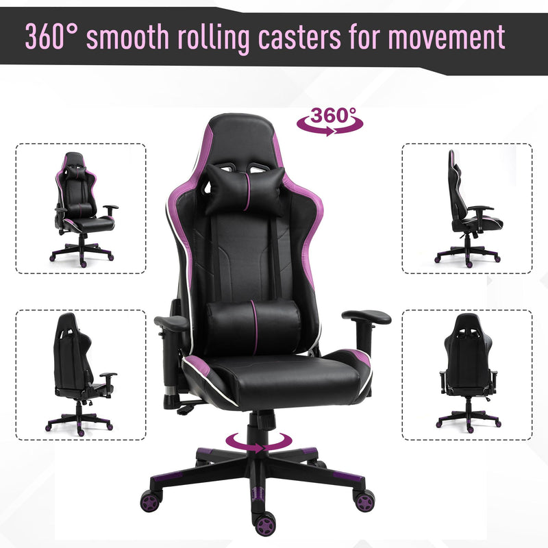 Sedia da Gaming Ergonomica 72x54x126-136 cm in PVC  Nera e Viola