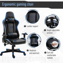 Sedia da Gaming Ergonomica 72x54x126-136 cm in PVC  Nera e Blu