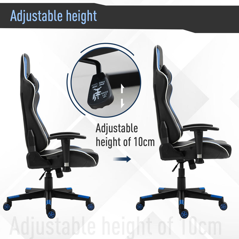 Sedia da Gaming Ergonomica 72x54x126-136 cm in PVC  Nera e Blu