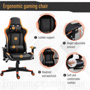 Sedia da Gaming Ergonomica 72x54x126-136 cm in PVC  Nera e Arancione