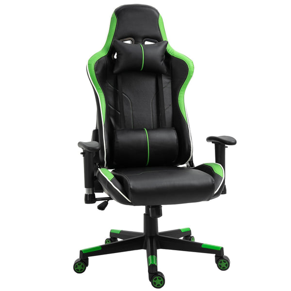 acquista Sedia da Gaming Ergonomica 72x54x126-136 cm in PVC Nera e Verde
