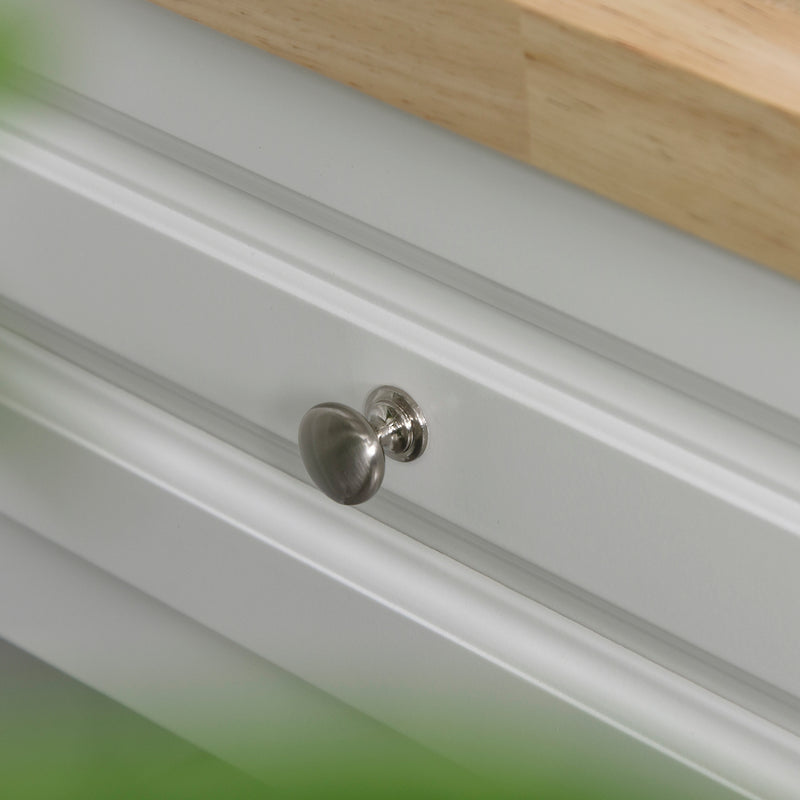 Mobile Madia da Cucina 3 Cassetti 2 Ante con Ruote 116,5x56x91,5 cm in Legno  Bianco