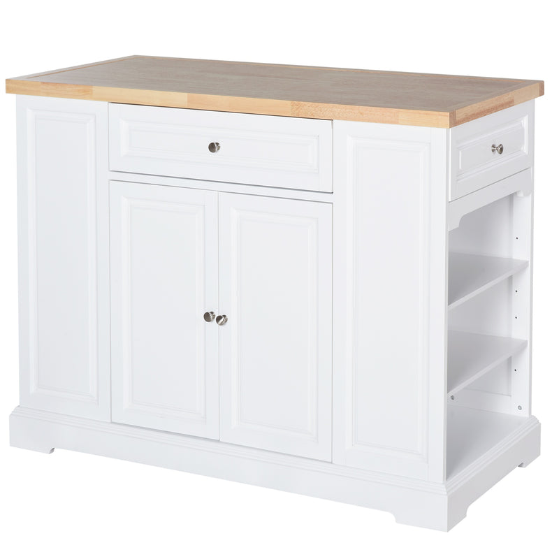 Mobile Madia da Cucina 3 Cassetti 2 Ante con Ruote 116,5x56x91,5 cm in Legno  Bianco