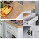 Mobile Madia da Cucina 3 Cassetti 2 Ante con Ruote 116,5x56x91,5 cm in Legno  Bianco