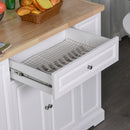 Mobile Madia da Cucina 3 Cassetti 2 Ante con Ruote 116,5x56x91,5 cm in Legno  Bianco