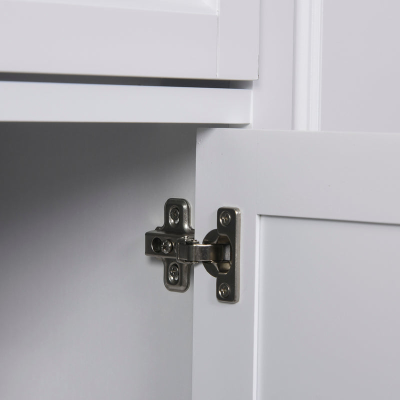 Mobile Madia da Cucina 3 Cassetti 2 Ante con Ruote 116,5x56x91,5 cm in Legno  Bianco