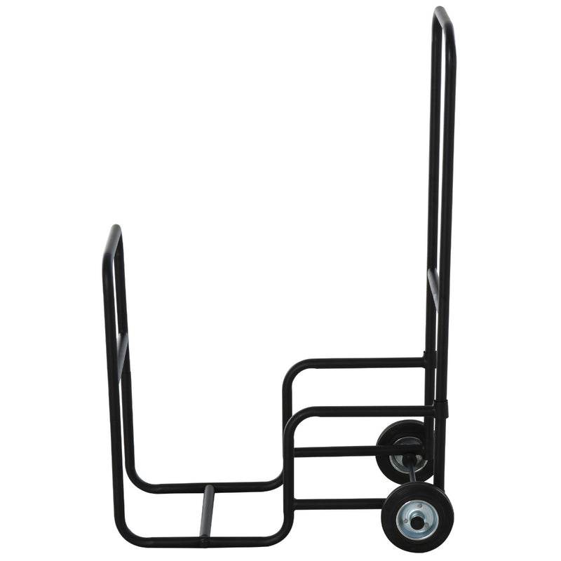 Portalegna per Camino 56x40x90,5 cm con Ruote in Acciaio  Nero