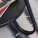 Tavolino Basso 2 Ripiani Ø50x46,5 cm in Metallo e Legno  Nero