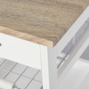 Carrello da Cucina 37x37x82 cm 3 Ripiani 1 Cesta in Legno  Bianco