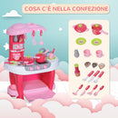 Cucina Giocattolo per Bambini 51x30x73 cm con Utensili  Rosa
