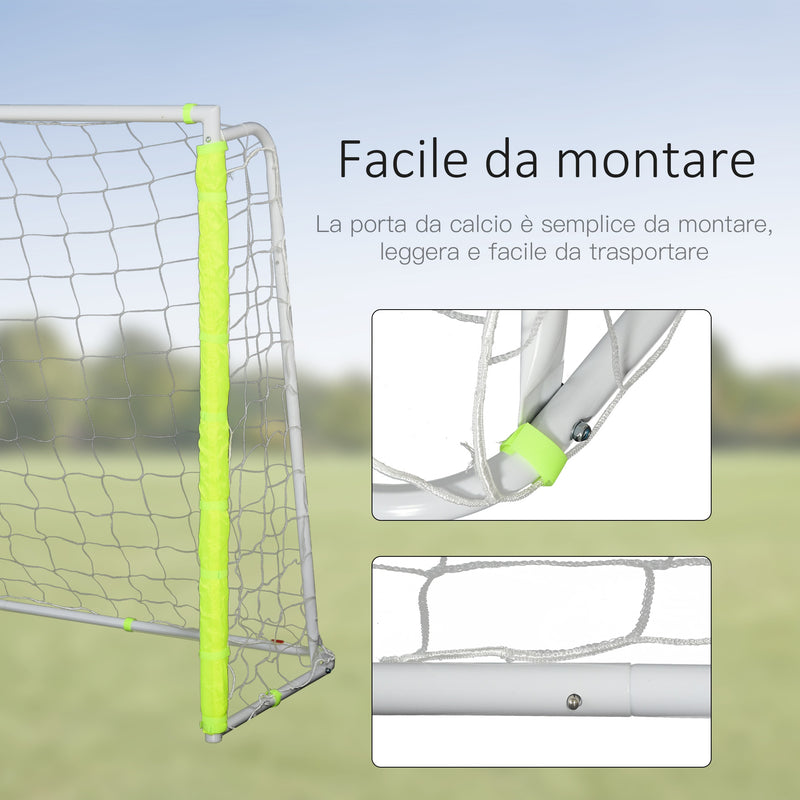 Porta da Calcio Portatile con Rete 186x62x123 cm  Bianca