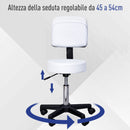 Sgabello per Parrucchieri con Schienale in Similpelle  Bianco
