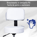 Sgabello per Parrucchieri con Schienale in Similpelle  Bianco