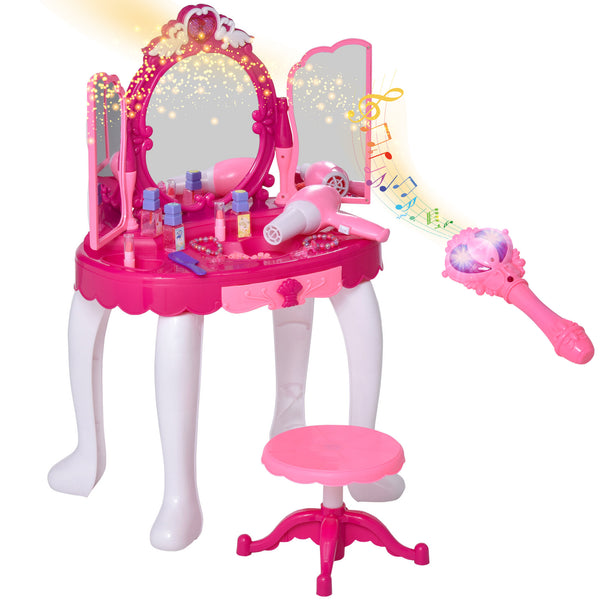 Postazione Trucco Specchiera Giocattolo per Bambini con Sgabello e Accessori  Rosa prezzo