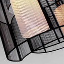 Lampadario a Incasso 2 Paralumi E27 Ø40x25 cm in Metallo  Nero