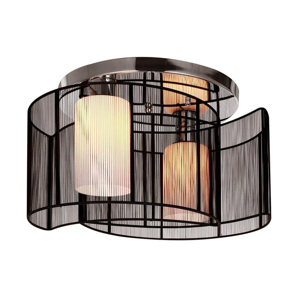 Lampadario a Incasso 2 Paralumi E27 Ø40x25 cm in Metallo  Nero prezzo