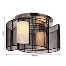 Lampadario a Incasso 2 Paralumi E27 Ø40x25 cm in Metallo  Nero