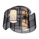 Lampadario a Incasso 2 Paralumi E27 Ø40x25 cm in Metallo  Nero