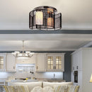 Lampadario a Incasso 2 Paralumi E27 Ø40x25 cm in Metallo  Nero