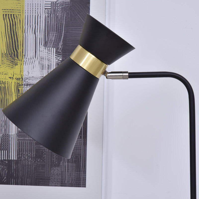 Lampada da Terra con Paralume E27 in Metallo  Nera