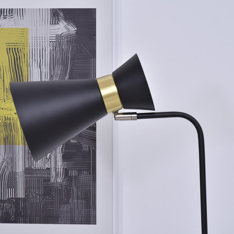 Lampada da Terra con Paralume E27 in Metallo  Nera