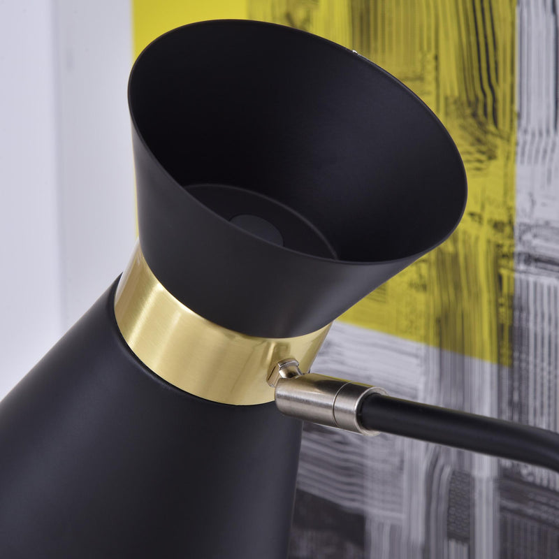 Lampada da Terra con Paralume E27 in Metallo  Nera