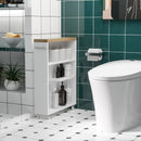 Mobiletto a Colonna da Bagno Portaoggetti 50x13x67,5 cm con Ruote in Legno  Bianco