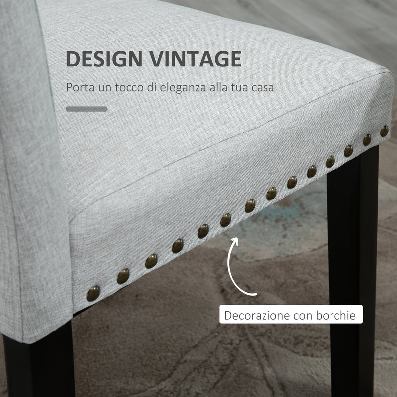 Sedia Imbottita 45x59,5x98 cm in Lino  Grigia