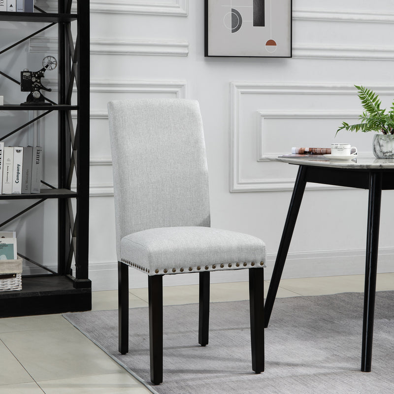 Sedia Imbottita 45x59,5x98 cm in Lino  Grigia