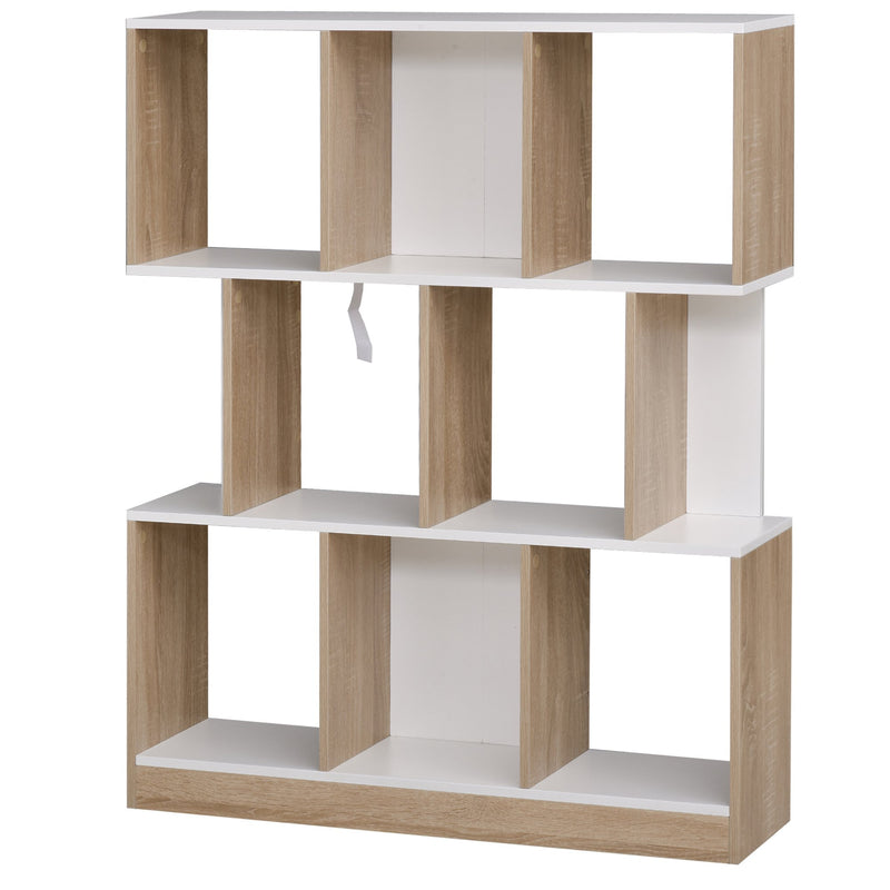 Libreria 8 Ripiani 100x30x124 cm in MDF  Rovere e Bianco