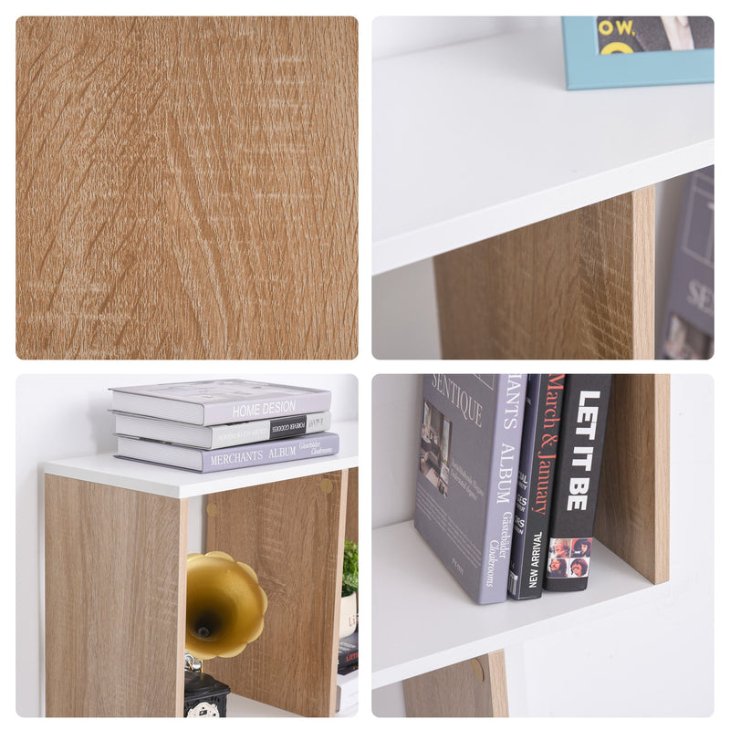 Libreria 8 Ripiani 100x30x124 cm in MDF  Rovere e Bianco
