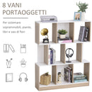 Libreria 8 Ripiani 100x30x124 cm in MDF  Rovere e Bianco