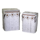 Set 2 Ceste Portabiancheria in rattan bianco fodera Claudio marrone rettangolare 