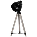 Lampada da Terra Tripode in Legno con Paralume in Metallo 63x63x100-146 cm E27  Nera