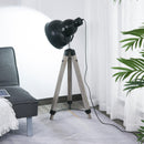 Lampada da Terra Tripode in Legno con Paralume in Metallo 63x63x100-146 cm E27  Nera