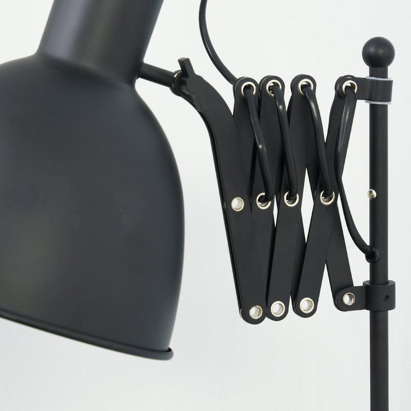 Lampada da Terra con Paralume E27 Estraibile in Metallo  Nera