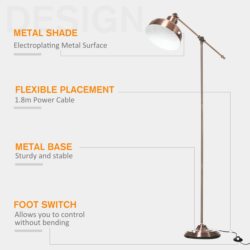 Lampada da Terra con Paralume E27 in Metallo  Bronzo