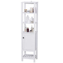 Mobile Alto da Bagno 1 Anta 4 Ripiani 40x35x164 cm in Truciolare  Bianco