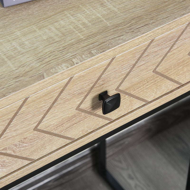 Tavolo Consolle per Ingresso 2 Cassetti 90x35x76 cm in Legno e Metallo 