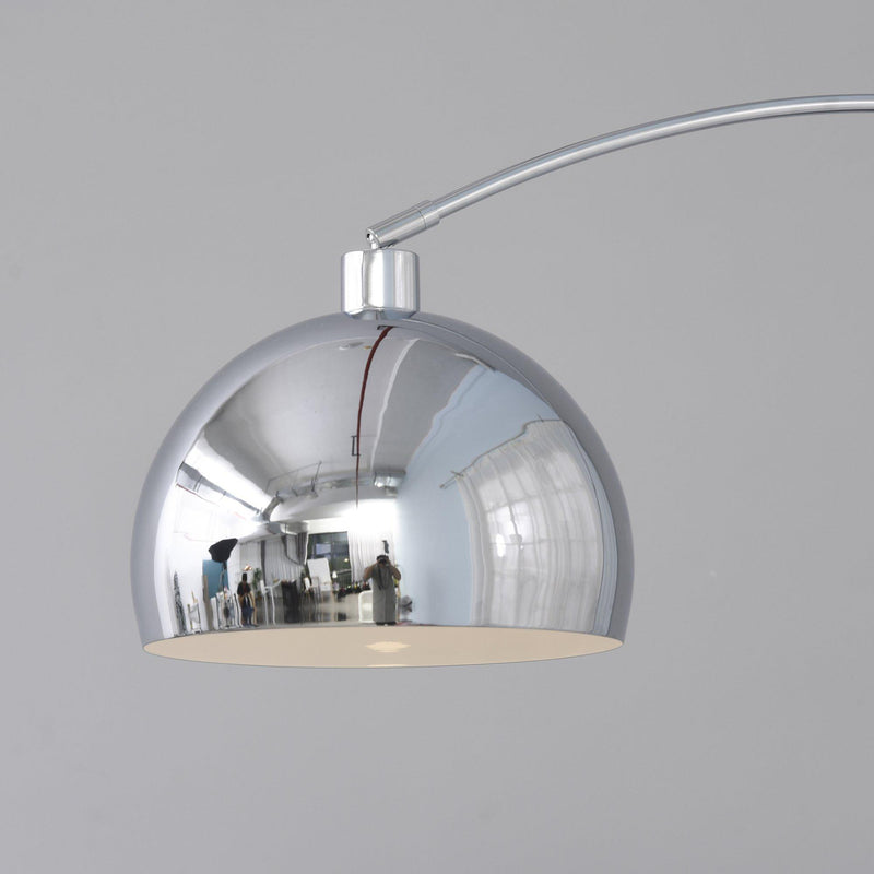 Lampada da Terra ad Arco con Paralume E27 in Acciaio e Marmo  Argento