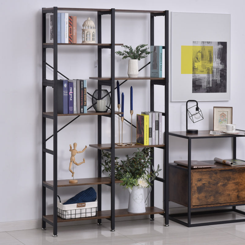Libreria 6 Ripiani 100x30x182 cm in Legno e Metallo  Nera