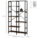 Libreria 6 Ripiani 100x30x182 cm in Legno e Metallo  Nera