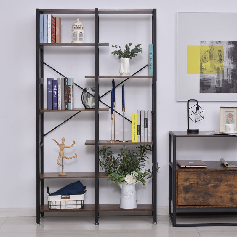 Libreria 6 Ripiani 100x30x182 cm in Legno e Metallo  Nera