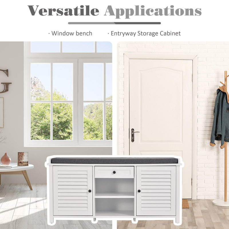 Panchina Scarpiera per Ingresso 110x40x54 cm in Legno  Bianca