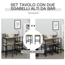 Set Tavolo e 2 Sgabelli Alti con Portabottiglie e Portabicchieri  Nero e Marrone