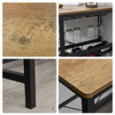 Set Tavolo e 2 Sgabelli Alti con Portabottiglie e Portabicchieri  Nero e Marrone