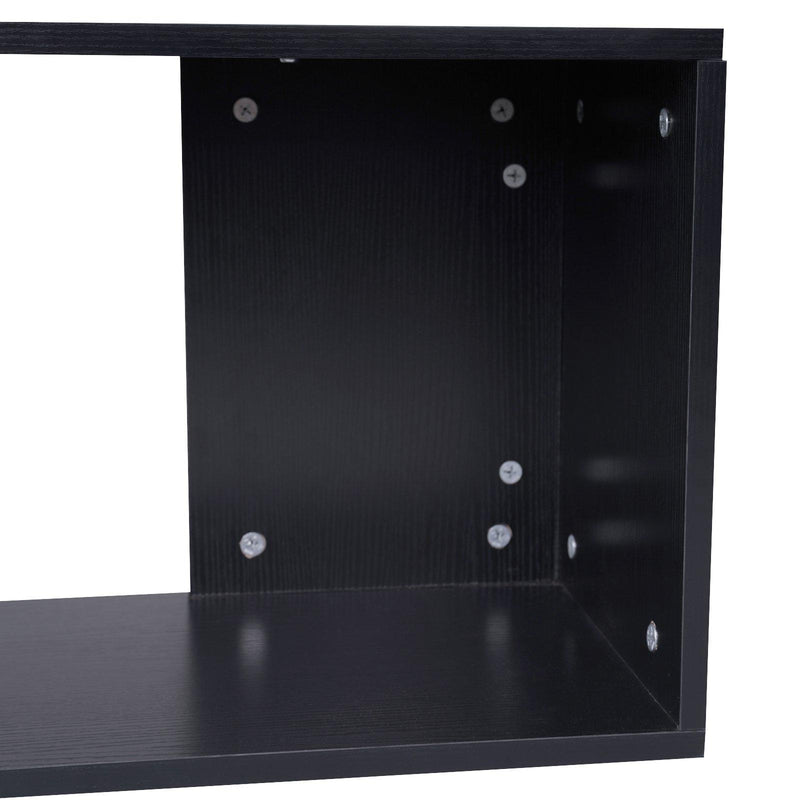 Scrivania Angolare da Ufficio 140x120x78,2 cm con Cassetti e Scaffale Girevole  Nera