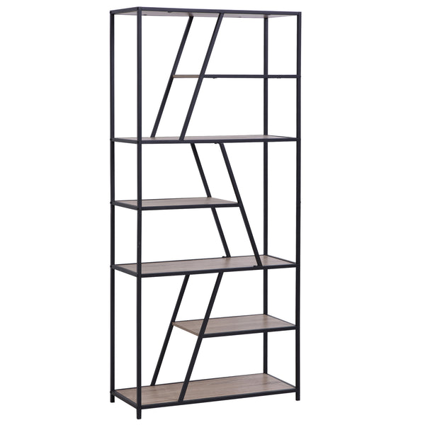 Libreria 9 Ripiani 80x33x180 cm in Legno e Metallo Nera sconto